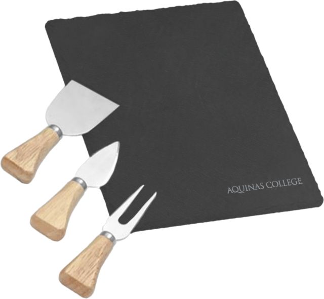 Aquinas College 4 Piece Slate Cheese Serving Set Inst. Wordmark Engraved - ONLINE ONLY